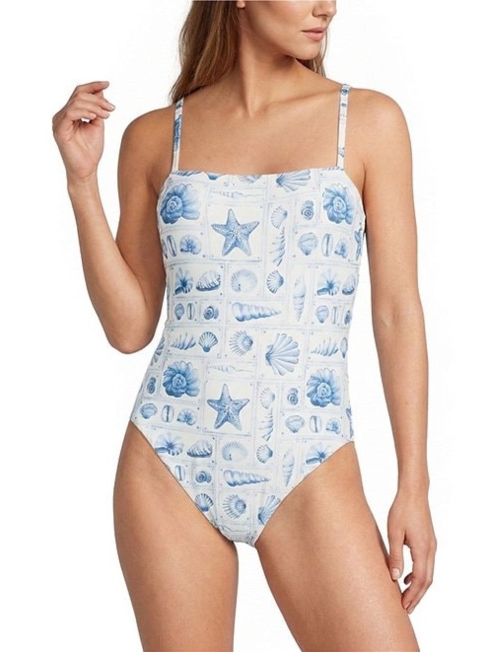 NWT Antonio MELANI Seashell Gallery Square Neck Bandeau One Piece Swimsuit